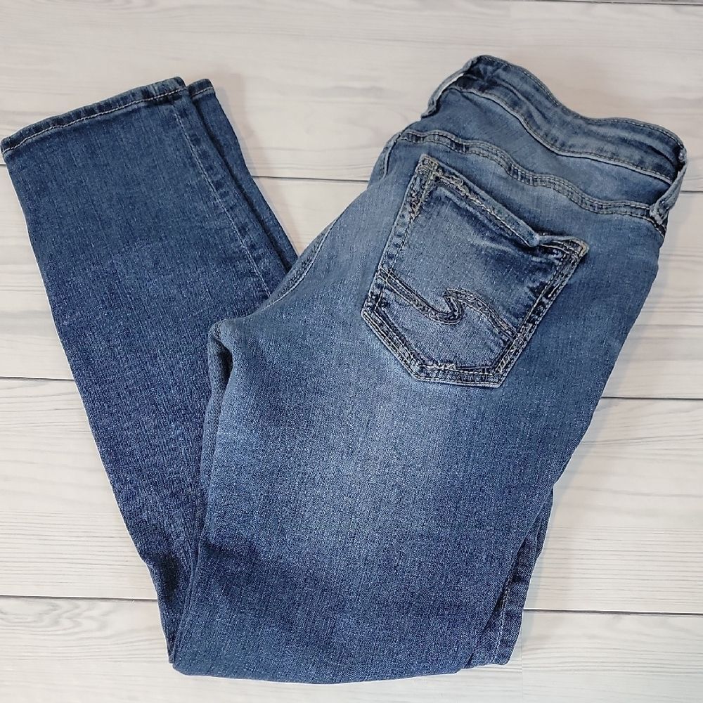 Silver Jeans Co. Distressed Boyfriend Mid-Rise Slim Jeans Womens Size Waist 30
